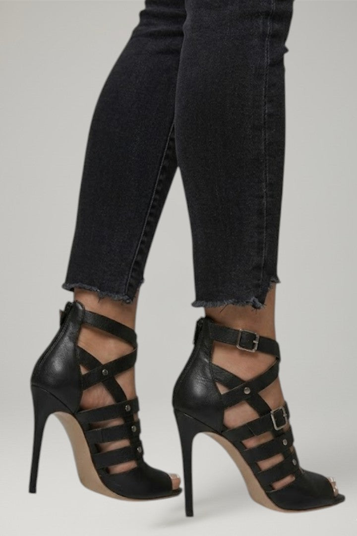 Giselle | Women Leather Sandals Stiletto Heel Zipper