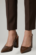 Clea | Women Leather Pointed Toe Block Heel Ankle Strap Shoes
