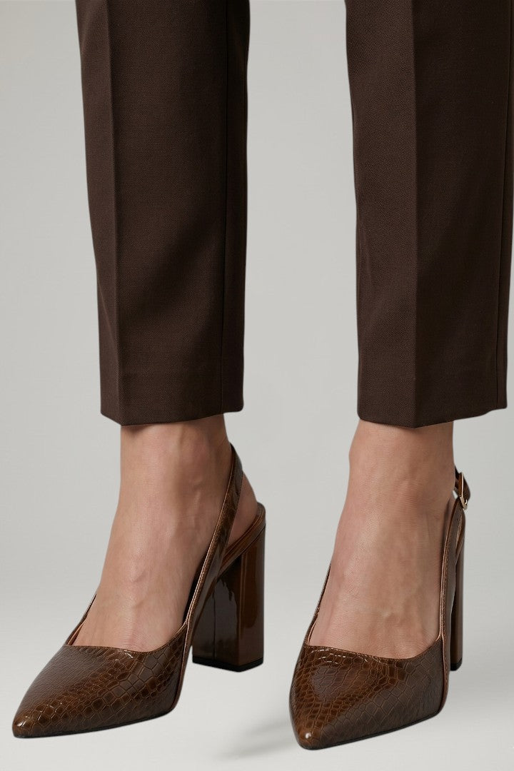Clea | Women Leather Pointed Toe Block Heel Ankle Strap Shoes