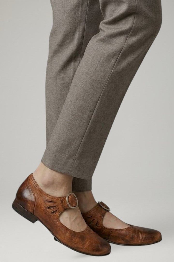 Honor | Women Leather Low Heel Shoes Buckle