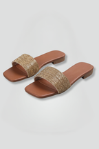 Halle | Women Leather Lined Open Toe Slip-On Slippers