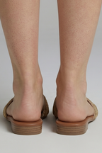 Halle | Women Leather Lined Open Toe Slip-On Slippers