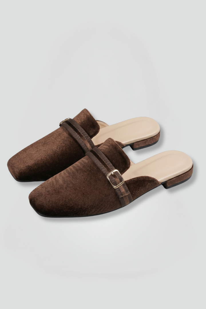 Women Leather Lined Slippers Square Toe Slip-On
