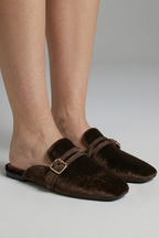 Women Leather Lined Slippers Square Toe Slip-On