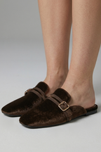 Women Leather Lined Slippers Square Toe Slip-On