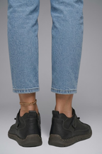 Romy | Women's Leather Trainers | Elastic Panel, EVA Sole | Slip-On