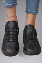 Romy | Women's Leather Trainers | Elastic Panel, EVA Sole | Slip-On
