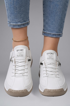 Romy | Women's Leather Trainers | Elastic Panel, EVA Sole | Slip-On
