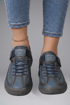 Romy | Women's Leather Trainers | Elastic Panel, EVA Sole | Slip-On