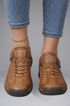 Romy | Women's Leather Trainers | Elastic Panel, EVA Sole | Slip-On