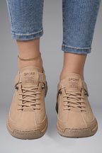 Romy | Women's Leather Trainers | Elastic Panel, EVA Sole | Slip-On