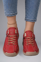 Romy | Women's Leather Trainers | Elastic Panel, EVA Sole | Slip-On