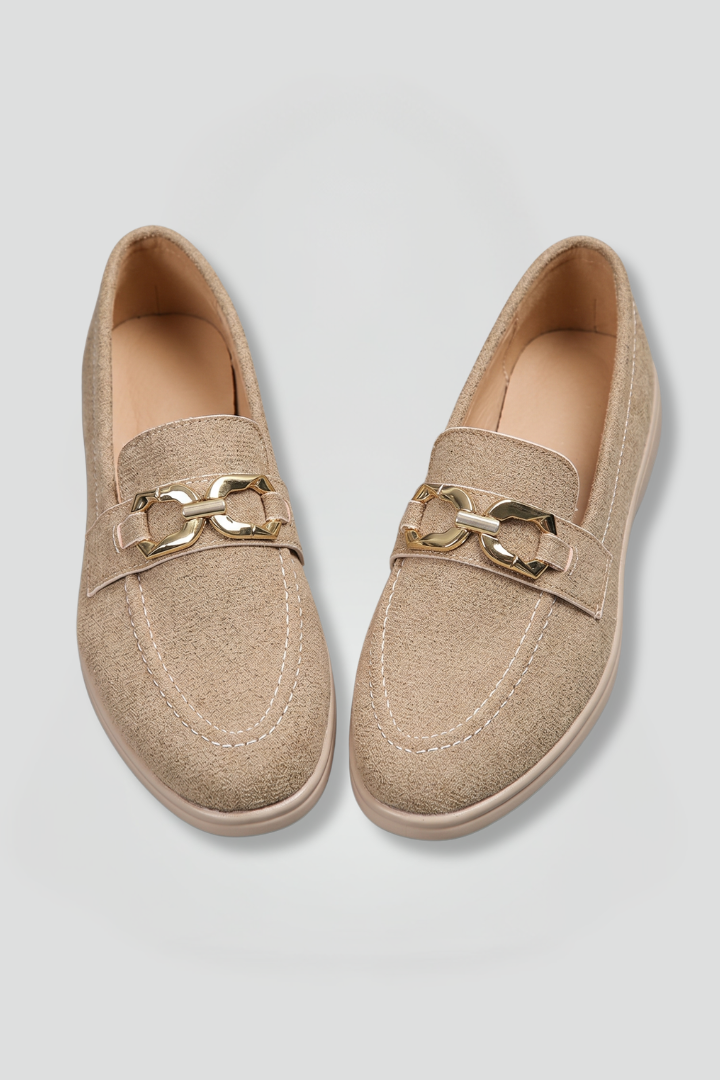 Women Loafers Flat Sole Metal Chain Detail