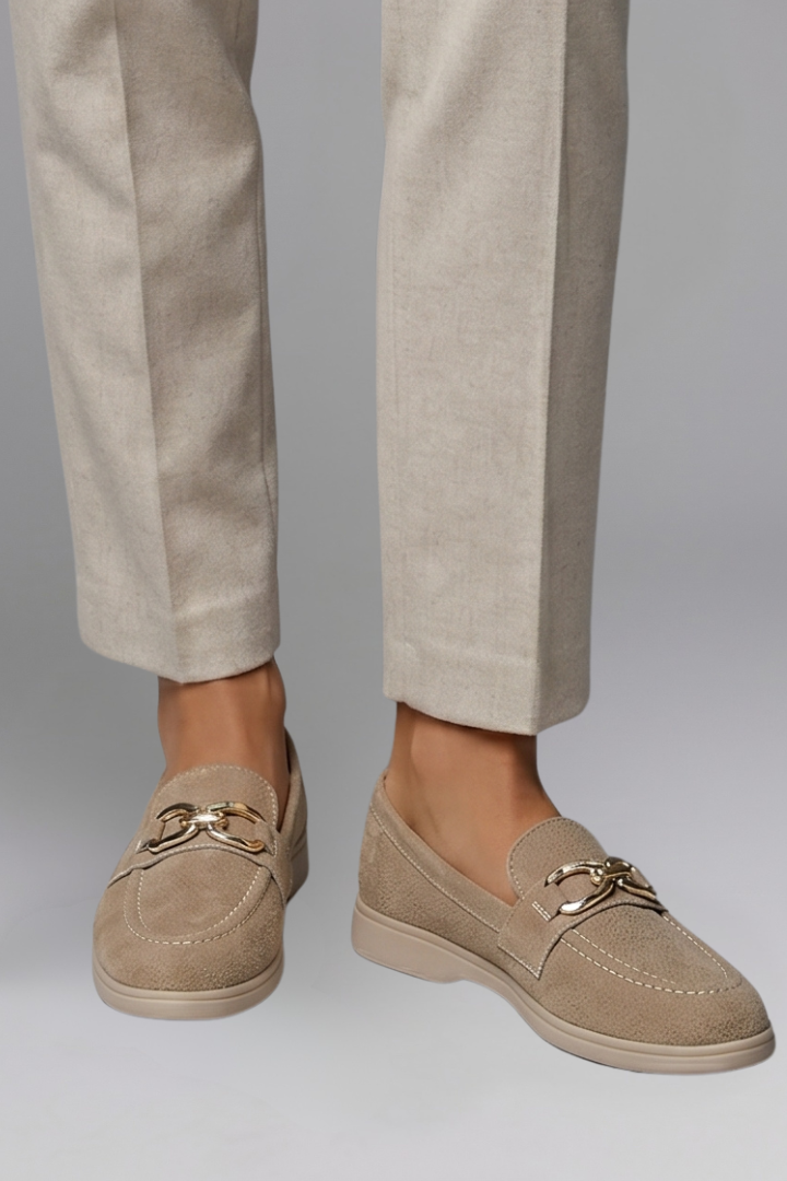 Women Loafers Flat Sole Metal Chain Detail