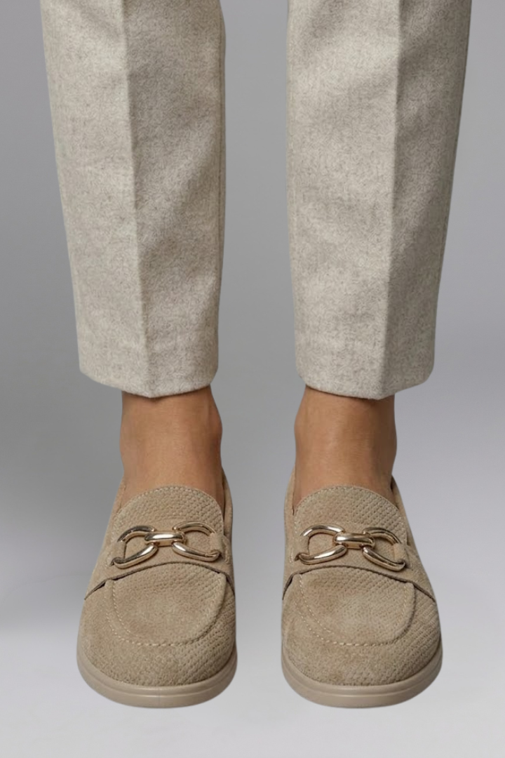 Women Loafers Flat Sole Metal Chain Detail