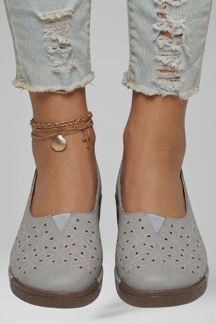 Women Leather Loafers Slip On Cushioned Wedge Sole