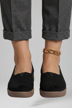Women Leather Loafers Slip On Cushioned Wedge Sole
