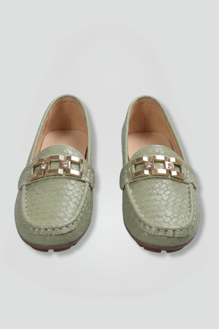 Women Slip-On Loafers Metal Accent Flat