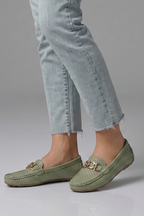 Women Slip-On Loafers Metal Accent Flat