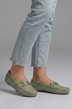 Women Slip-On Loafers Metal Accent Flat
