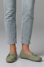 Women Slip-On Loafers Metal Accent Flat