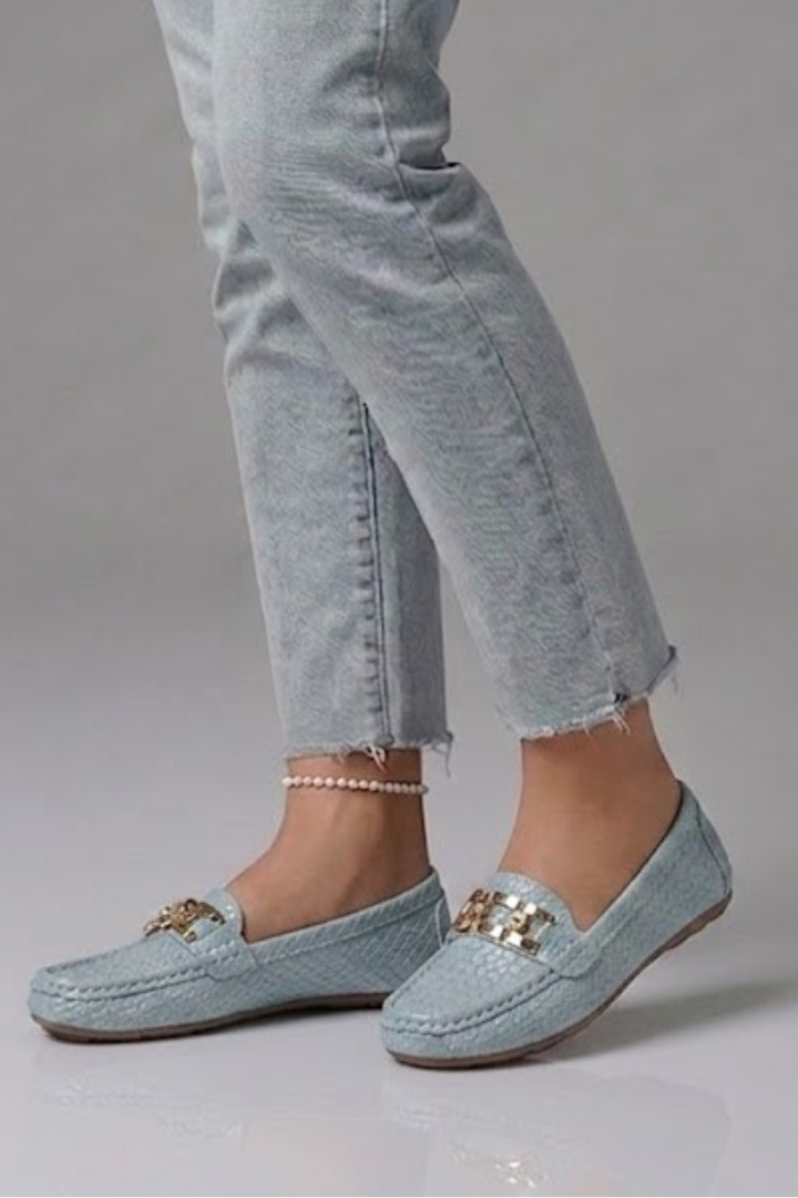 Women Slip-On Loafers Metal Accent Flat