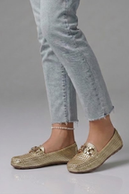 Women Slip-On Loafers Metal Accent Flat