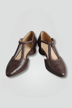 Women Mary Jane Flats Pointed Toe Buckle T-Strap