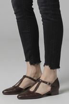 Women Mary Jane Flats Pointed Toe Buckle T-Strap