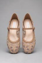 Reva | Mary Jane Flats | Women's Floral Lace Mesh | Buckle Strap