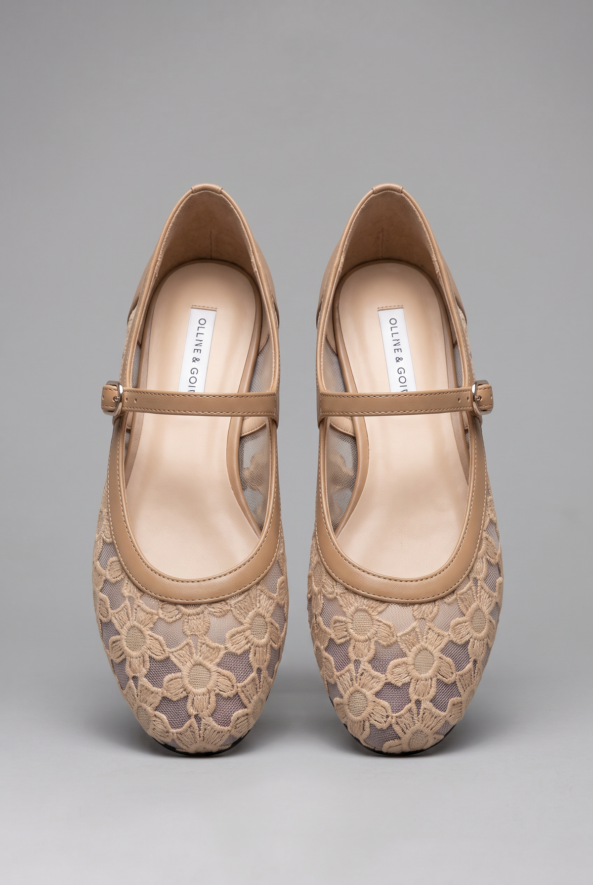Reva | Mary Jane Flats | Women's Floral Lace Mesh | Buckle Strap