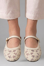 Reva | Mary Jane Flats | Women's Floral Lace Mesh | Buckle Strap