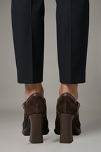 Women Mary Jane Platform Heels Square Toe Strap