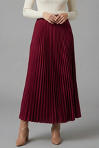 Maxi Skirt Women Full Length Pleated Elastic Waist | Ondina