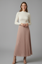 Maxi Skirt Women Full Length Pleated Elastic Waist | Ondina