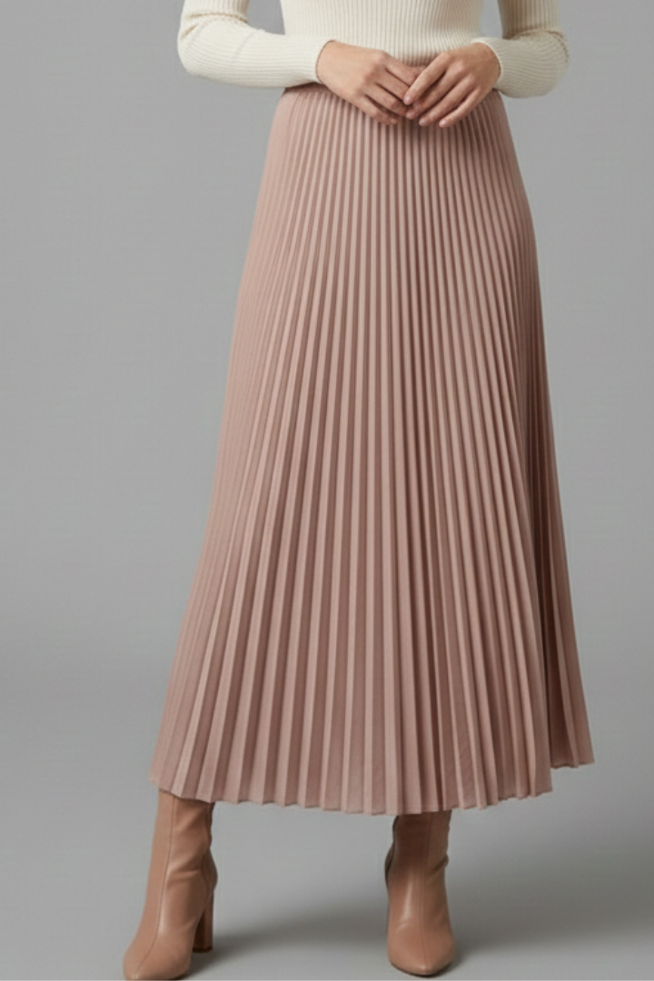 Maxi Skirt Women Full Length Pleated Elastic Waist | Ondina