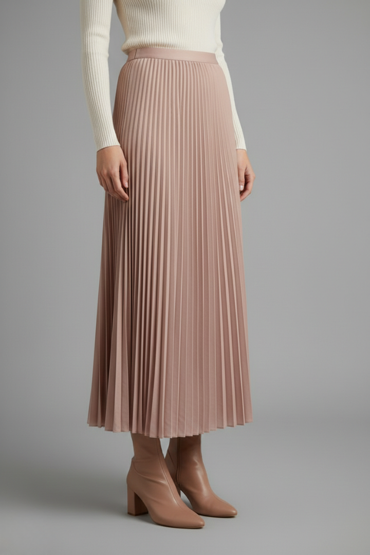 Maxi Skirt Women Full Length Pleated Elastic Waist | Ondina