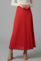 Maxi Skirt Women Full Length Pleated Elastic Waist | Ondina