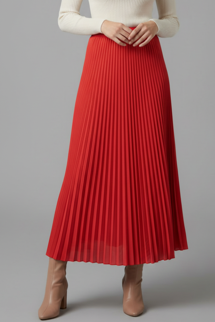 Maxi Skirt Women Full Length Pleated Elastic Waist | Ondina