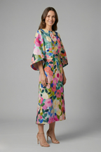 Edith | Women's Midi Dress | Round Neck, Wide Sleeves | Abstract Print