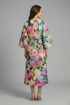 Edith | Women's Midi Dress | Round Neck, Wide Sleeves | Abstract Print