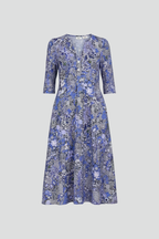 Ondine | Women's Midi Dress | V-Neck, 3/4 Sleeves, Printed