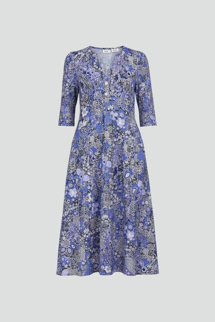 Ondine | Women's Midi Dress | V-Neck, 3/4 Sleeves, Printed