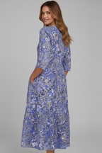 Ondine | Women's Midi Dress | V-Neck, 3/4 Sleeves, Printed