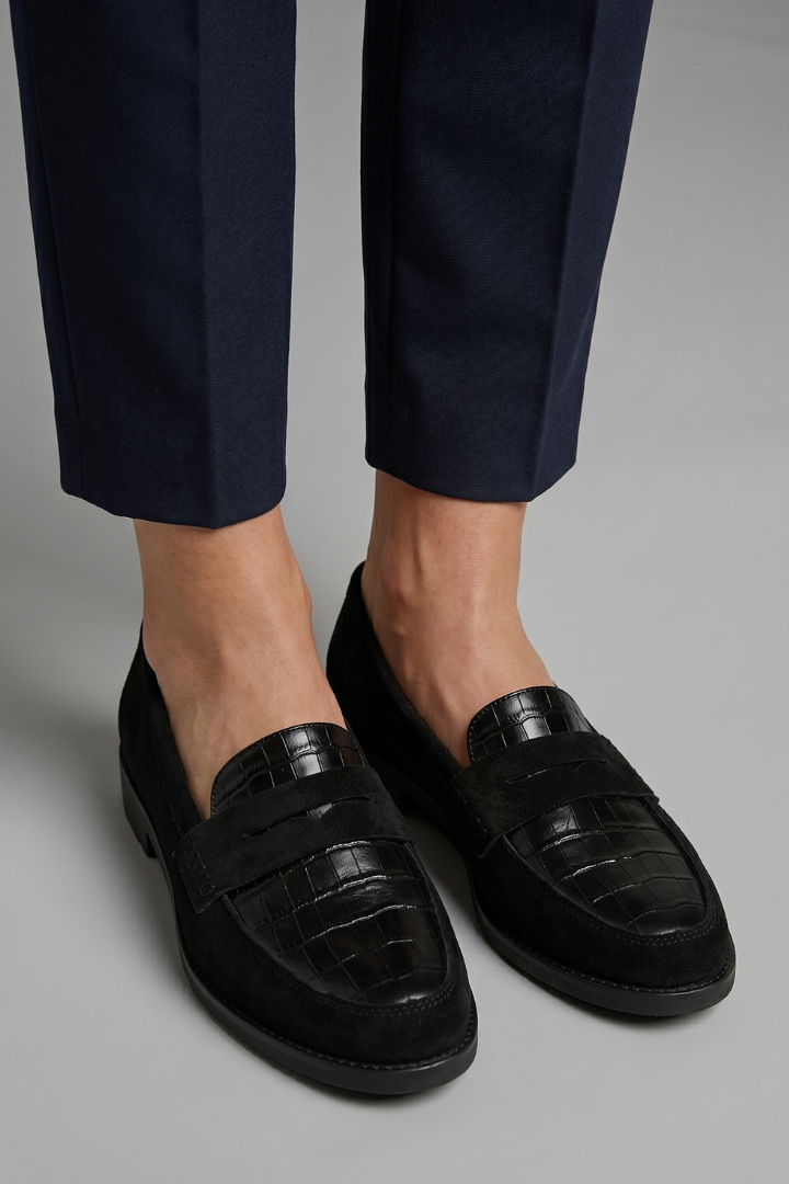 Amara | Women's Orthopaedic Loafers | Black, Flat Sole, Slip-On | Croc Panel