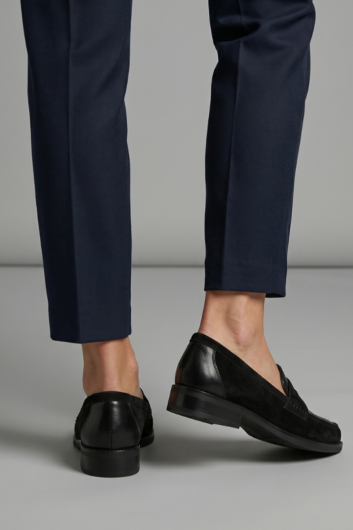 Amara | Women's Orthopaedic Loafers | Black, Flat Sole, Slip-On | Croc Panel