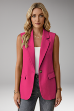 Giselle | Women's Sleeveless Blazer | Notch Collar, Flap Pockets