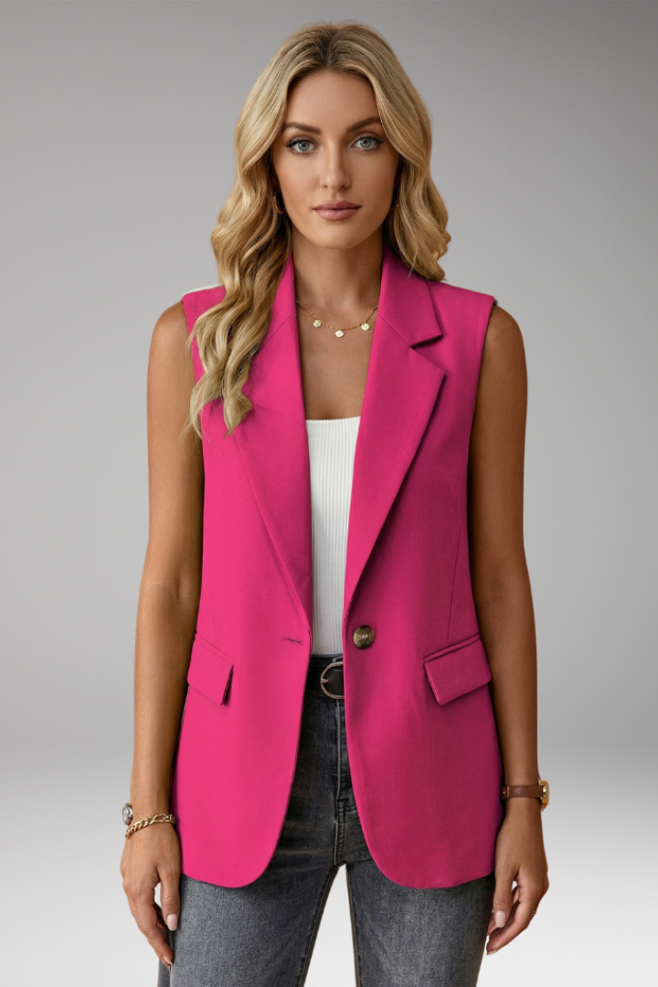 Giselle | Women's Sleeveless Blazer | Notch Collar, Flap Pockets