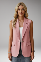 Giselle | Women's Sleeveless Blazer | Notch Collar, Flap Pockets
