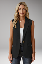 Giselle | Women's Sleeveless Blazer | Notch Collar, Flap Pockets